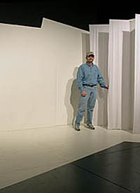 CJ Kazilek showing off some of the installed fabric pannels